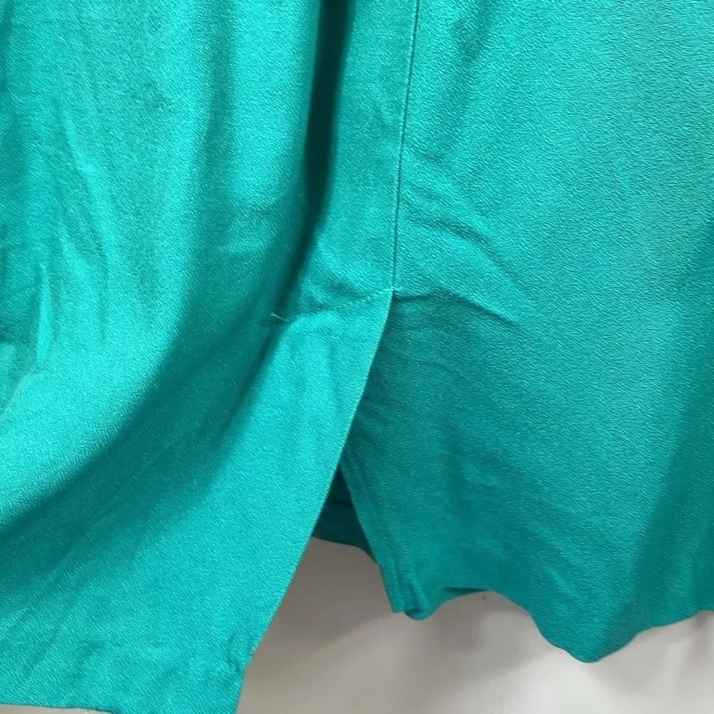 Vintage Emerald Green Elastic‎ Waist Midi Skirt Career Office Modest Everyday